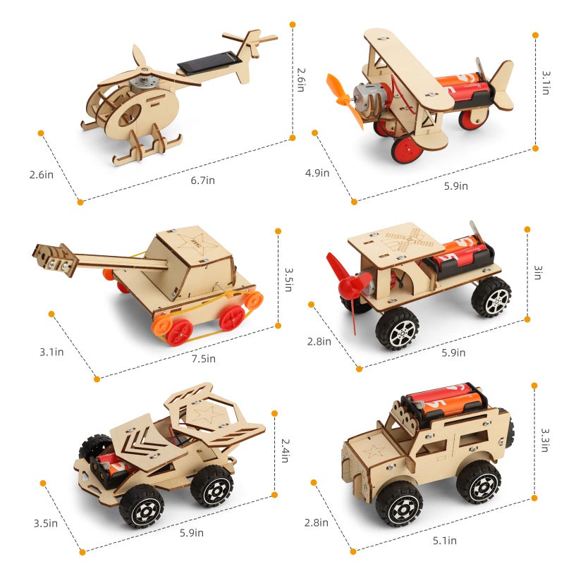 Yutin STEM Kits for Kids Age 8-10 10-12  6 Set Science Kits for Kids Age 8-12 5-7  Wood Car Building Projects Crafts Model Kit  Wooden 3D Puzzles  STEM Toys for Boys 7 8 9 10 12 13 Year Old Birthday Gifts - Image 5